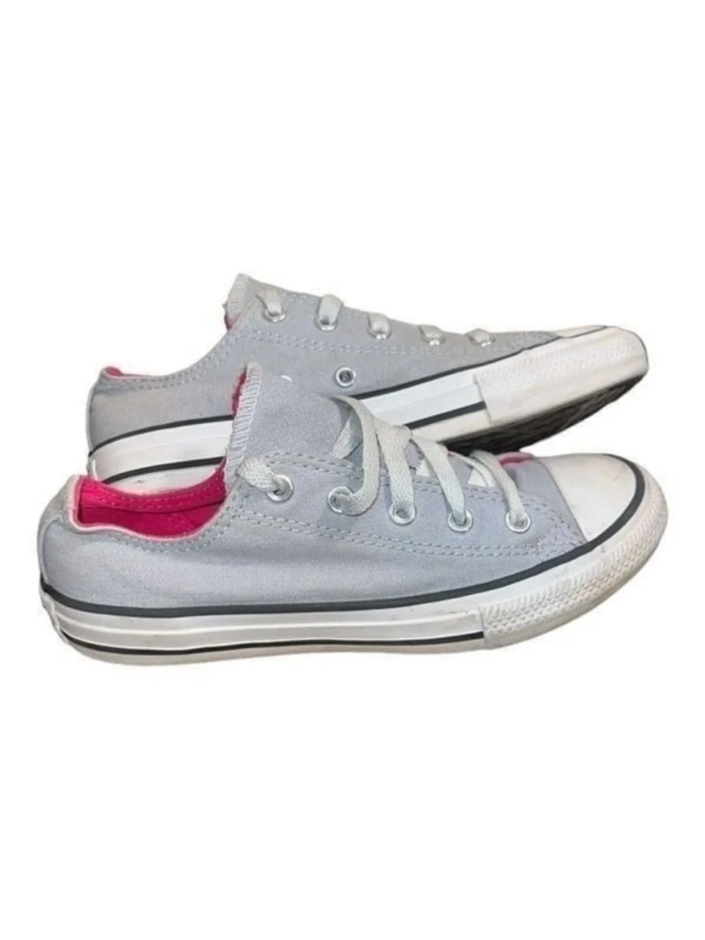 Junior Converse All Star Low Top Sneakers Gray Pink Girls Size 2 Shoes